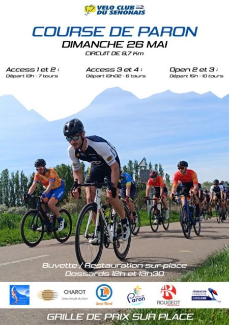 Dimanche 26 mai 2024 , course cycliste à Paron - Comité Départemental Olympique et Sportif de l'Yonne