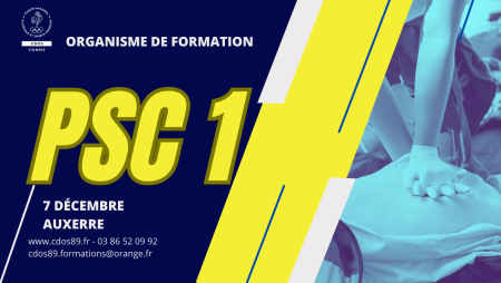 FORMATION : Prévention et Secours Civiques de niveau 1  (7 décembre 2024) - Comité Départemental Olympique et Sportif de l'Yonne